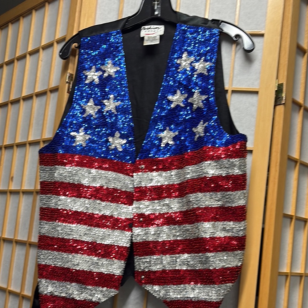 Sequin American Flag Vest size Small